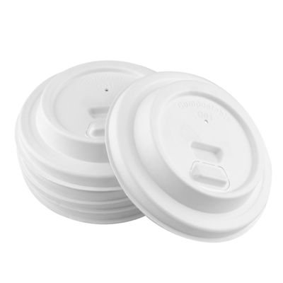 100%  Compostable Biodegradable Disposable Sugarcane Bagasse 80mm 90mm Water Strawless Bubble Single Layer Paper Cup Lid