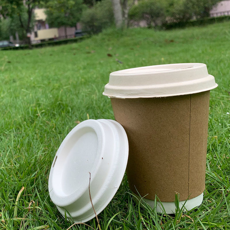 100% Biodegradable Eco 90mm Brown Natural Sugarcane Pulp Cup Lids